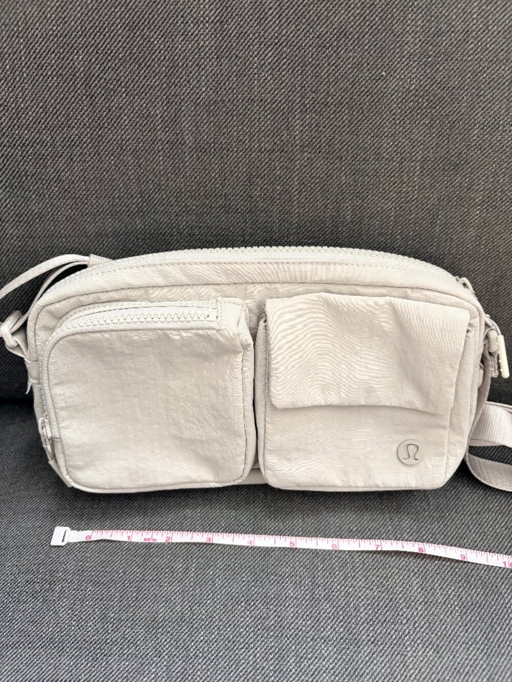 Lululemon Crossbody Bag Light Gray Ripstop Nylon Adjustable Strap